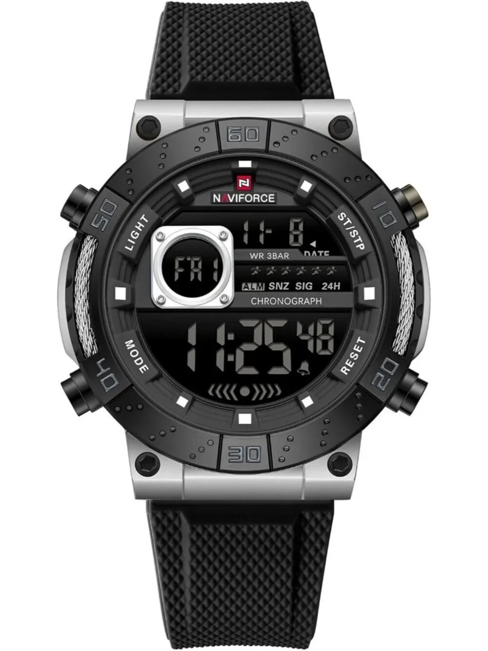 Men's Black Analog Quartz Military Waterproof Sports Chronograph Digital Watch